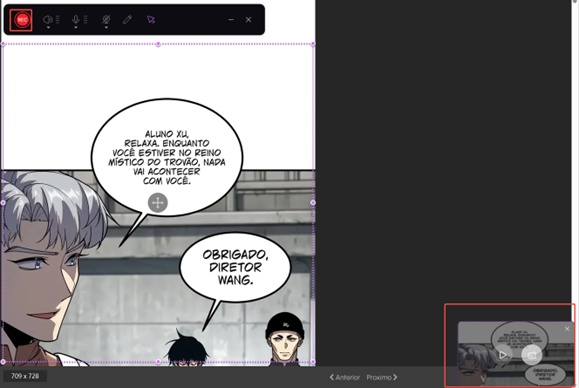 salvar gravação de leitura de manhwa