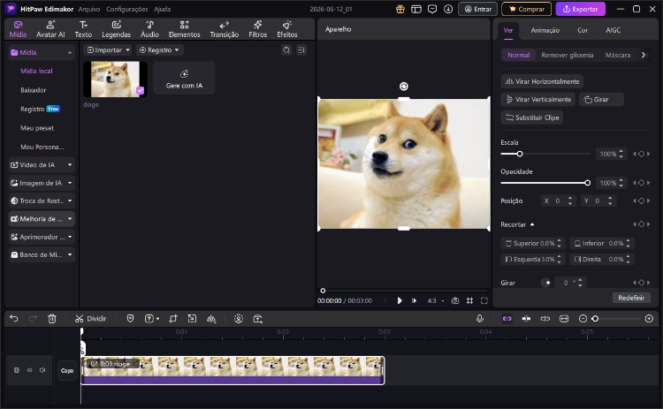 imagem na linha do tempo de um novo projeto