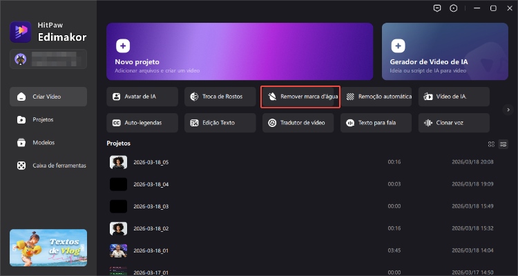 selecione o removedor de marca d'água