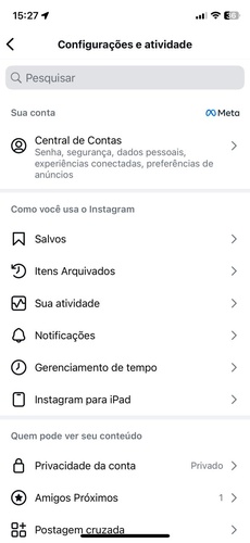 configurações instagram verificado
