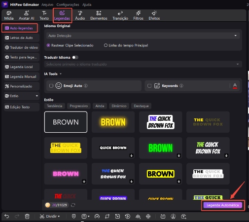 iniciar edimakor legenda automática