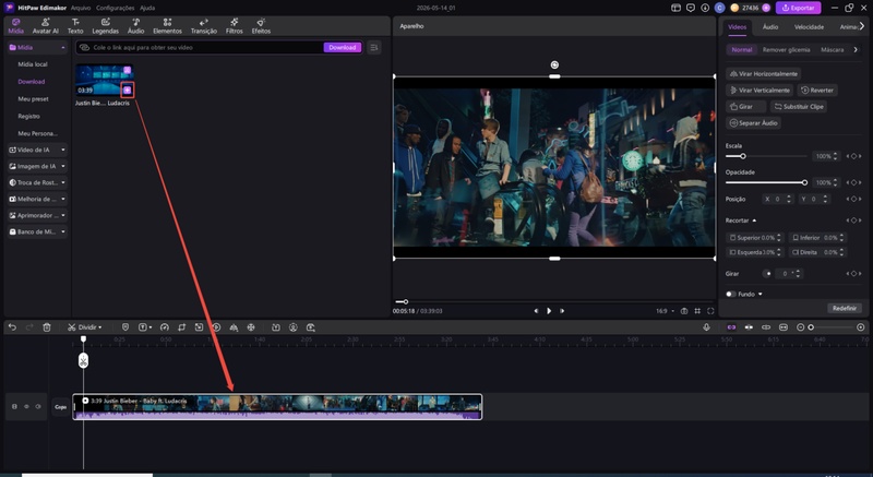 passo 5 selecionar video audio