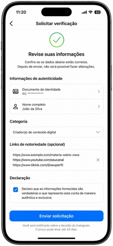 enviar verificado instagram