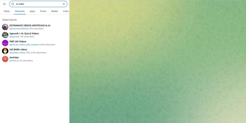busca de canais no telegram