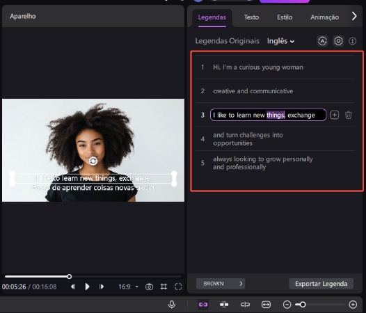 fusão de legendas bilíngues