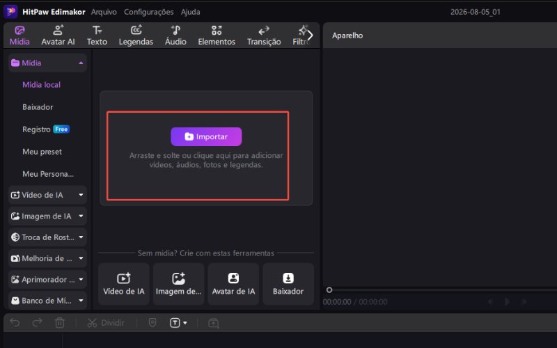 Enviando um vídeo para o HitPaw Edimakor para geração de miniaturas por IA.