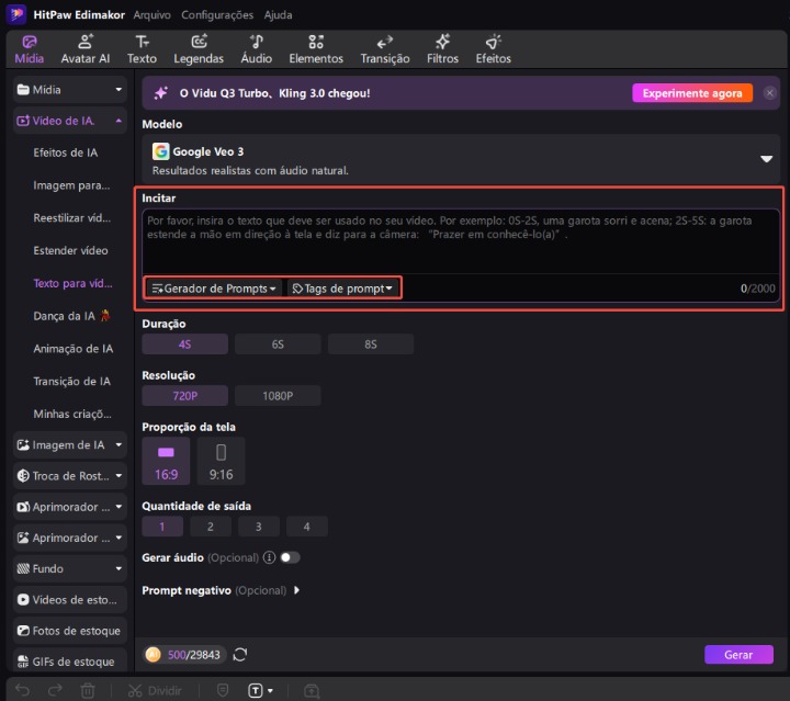 como fazer um vídeo com o prompt 4