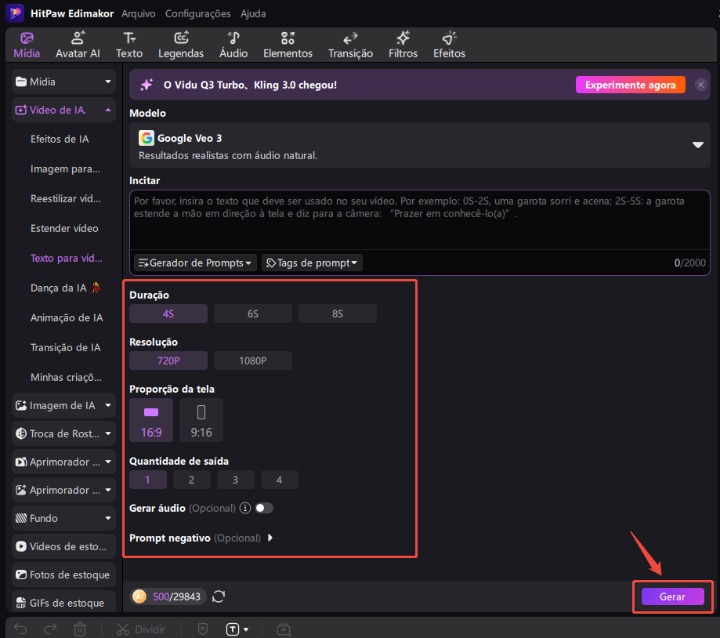 como fazer um vídeo com o prompt 5