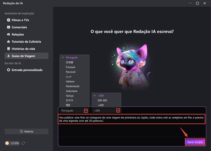 gerar legenda instagram