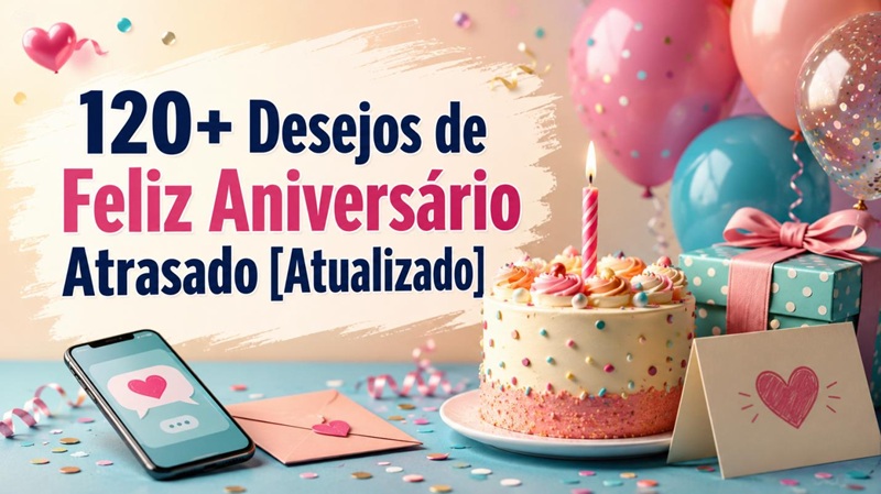 desejo de feliz aniversário atrasado