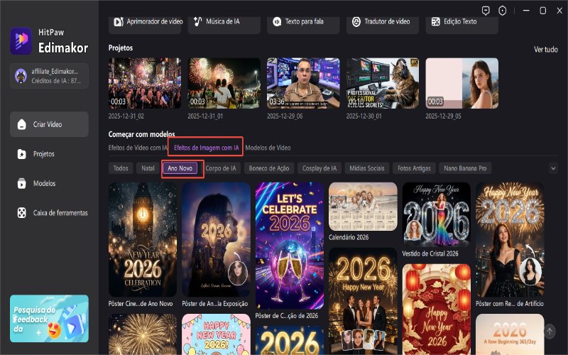 modelos de fotos de ano novo com IA