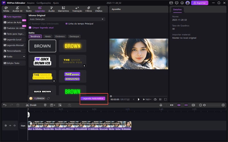 Legendas automáticas