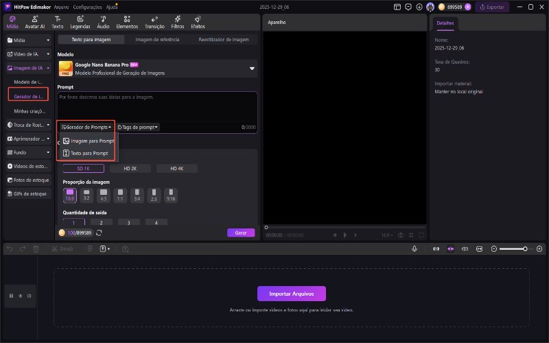 Gerador de prompts de IA edimakor para garota