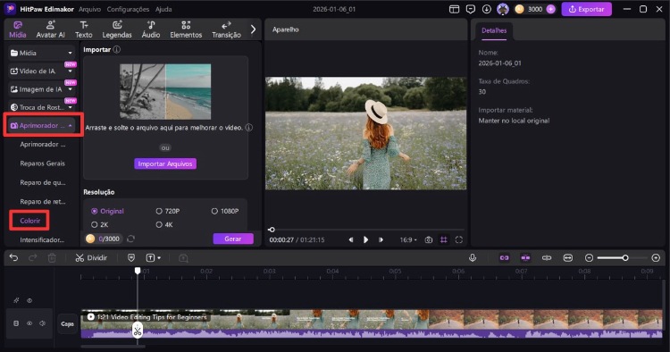 melhorar a qualidade de vídeo com IA de graça