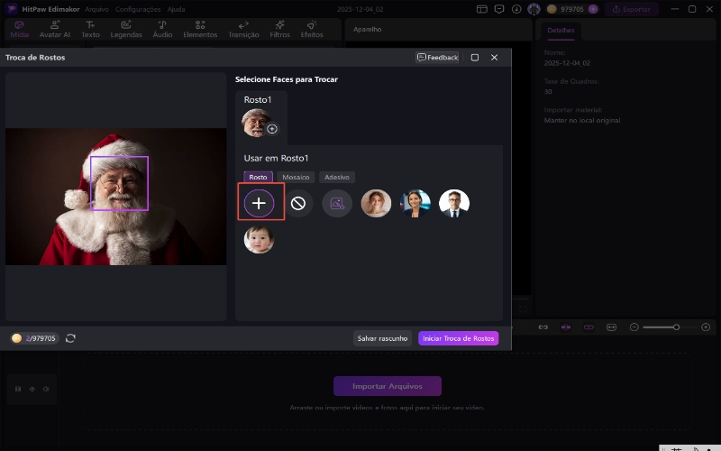 modelo de troca de rosto do Papai Noel