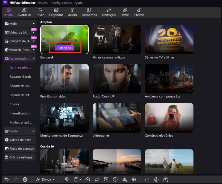 escolher o tema de aprimoramento de vídeo no edimakor
