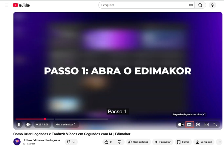 tradução automática do YouTubee