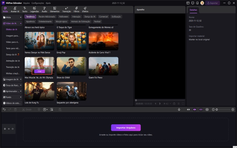 escolha o efeito muscular da IA