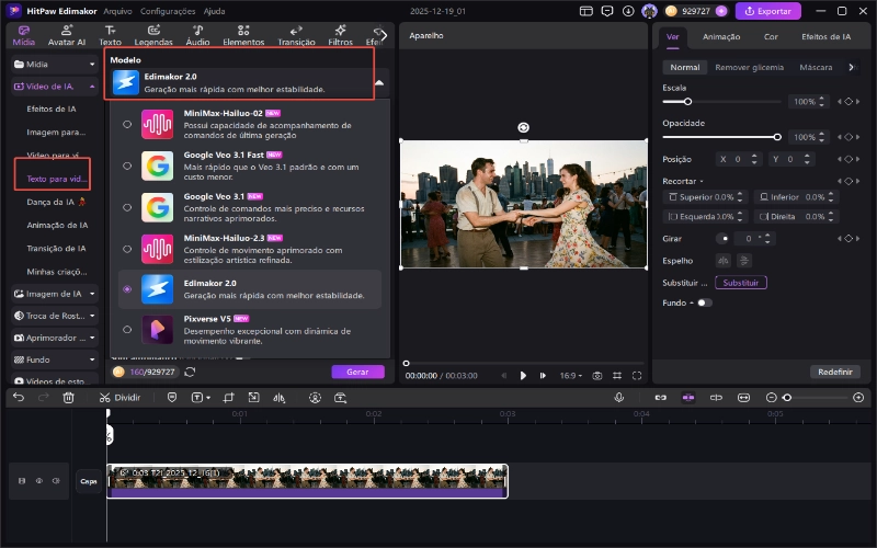 escolha um criador de vídeos com IA
