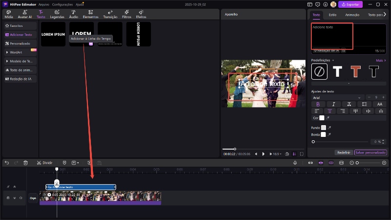 adicionar texto ao guia de vídeo 2
