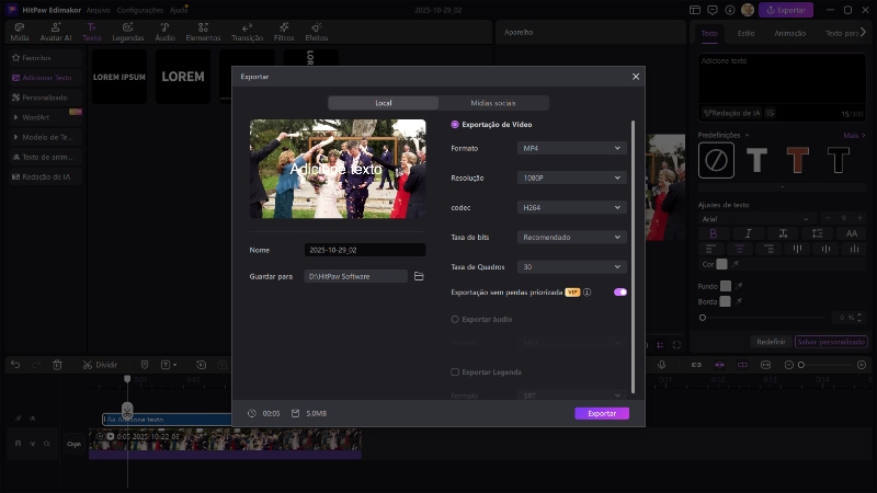 adicionar texto ao guia de vídeo 3