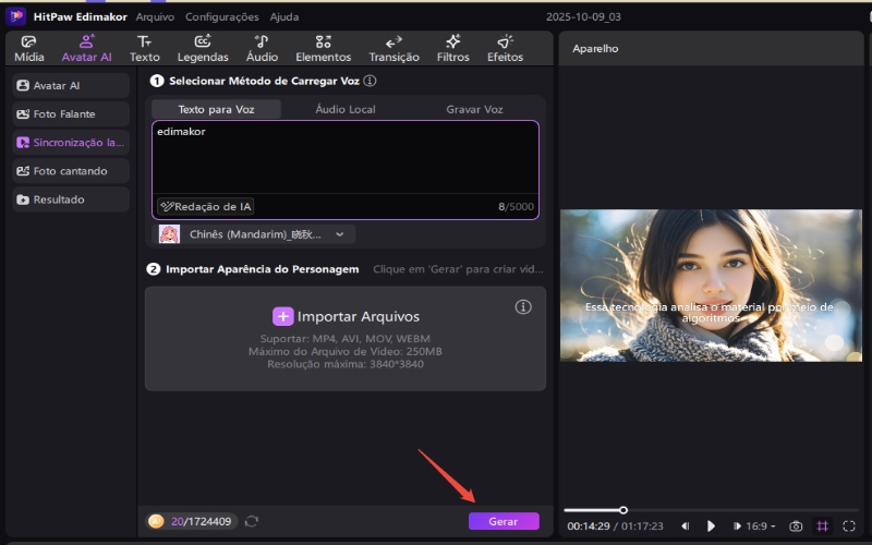 Guia de sincronização labial em vídeo 3