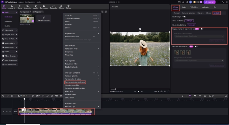 how to use edimakor ai Motion Tracking