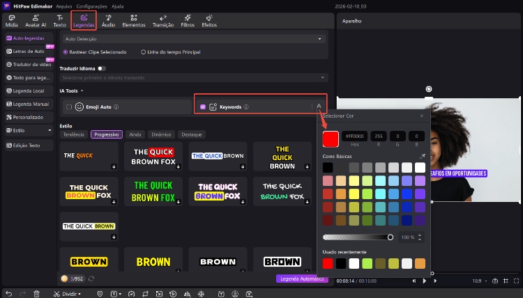 hitpaw edimakor auto subtitle - destacar palavras-chave automaticamente