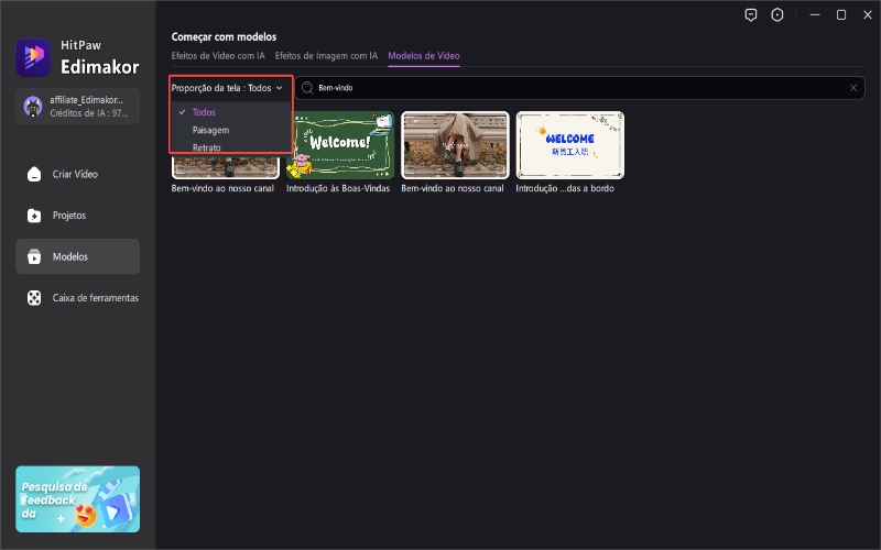 filtros modelos proporção