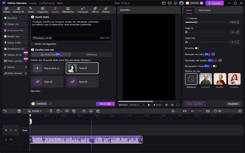 Clonagem de voz edimakor - editar a voz clonada