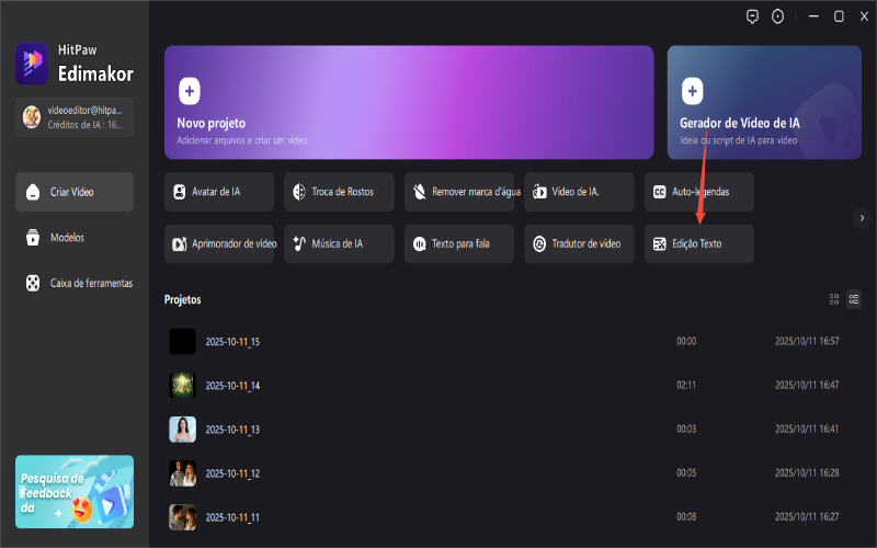 como usar a edição baseada em texto do edimakor ai