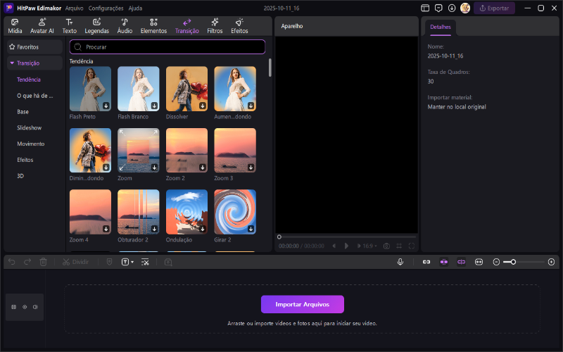 como adicionar transições de vídeo no edimakor