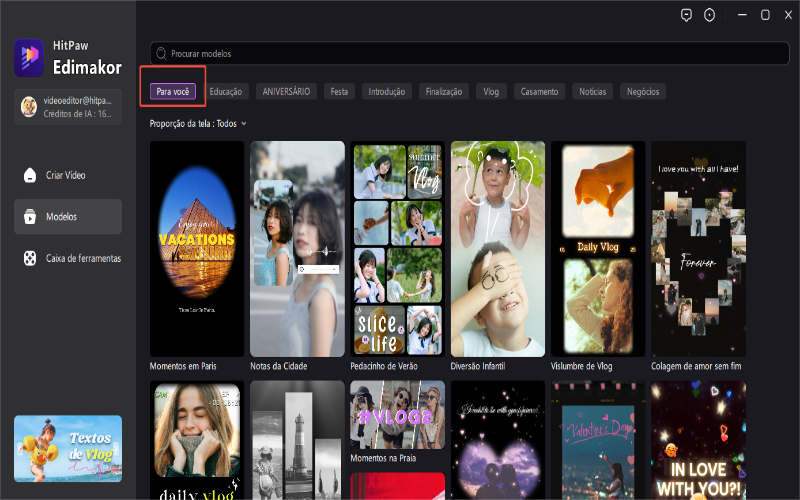 como usar modelos de vídeo do edimakor