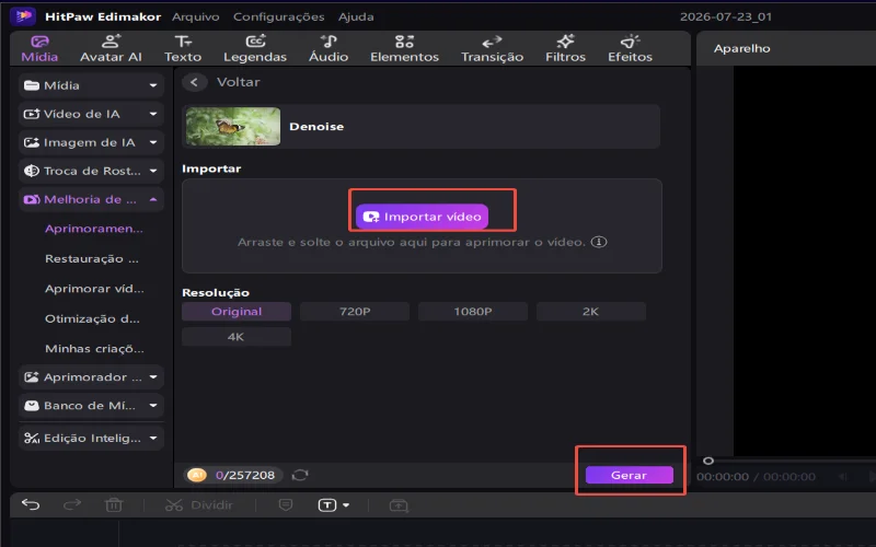 comece a melhorar o vídeo