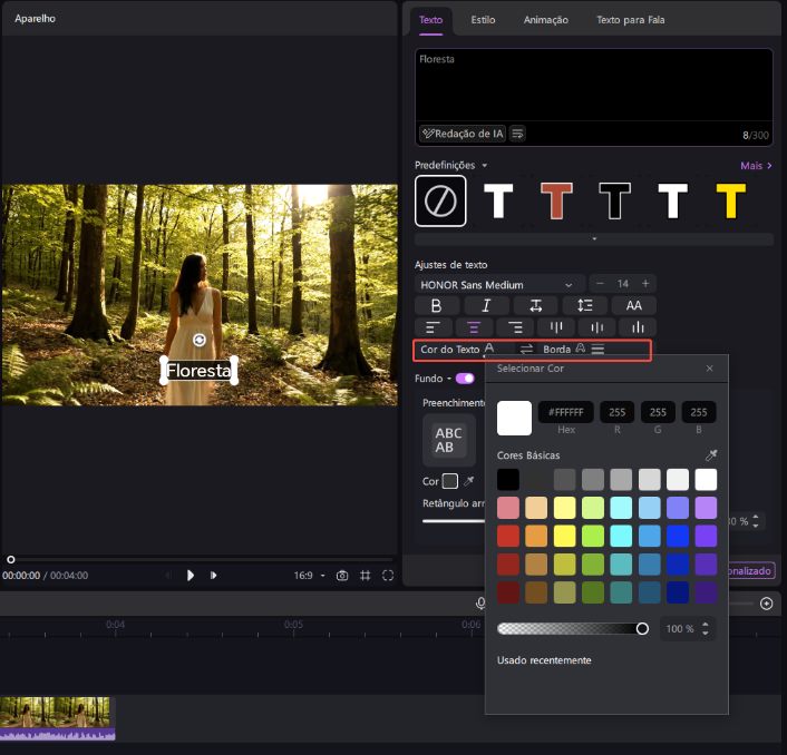 editar e personalizar texto