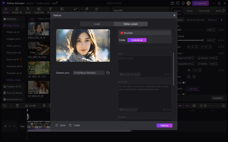criador de vídeos do TikTok Passo 3