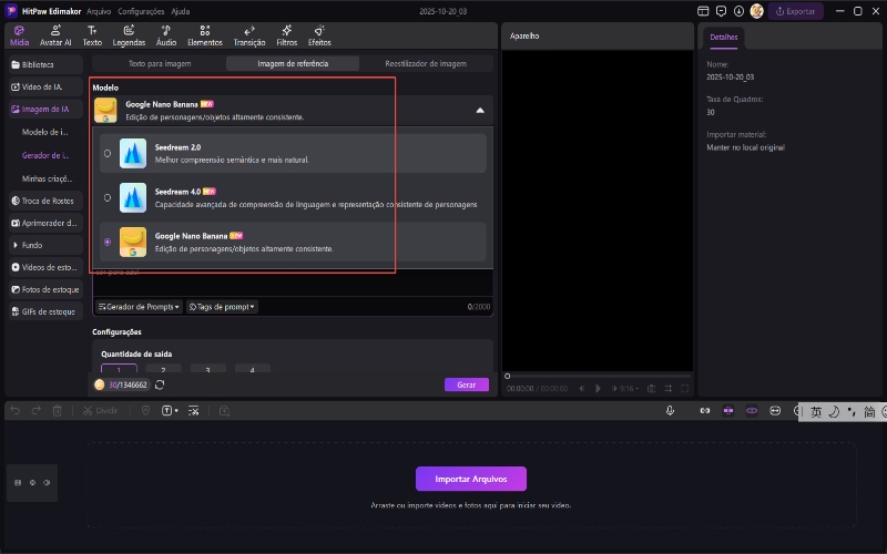 escolha o modelo e carregue a imagem