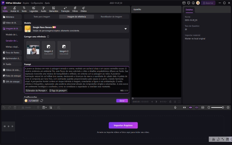 escrever prompt e gerar