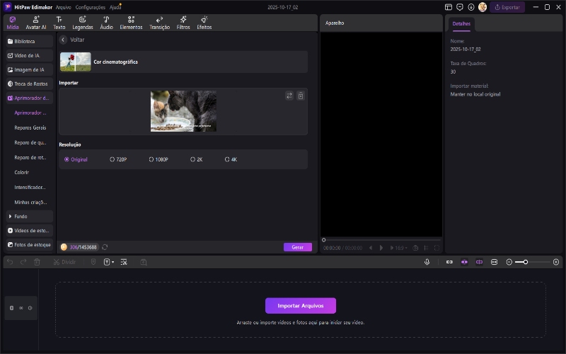 comece a melhorar o vídeo