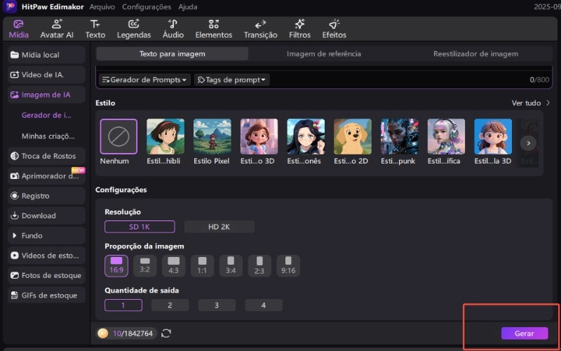 geração de texto para imagem por IA