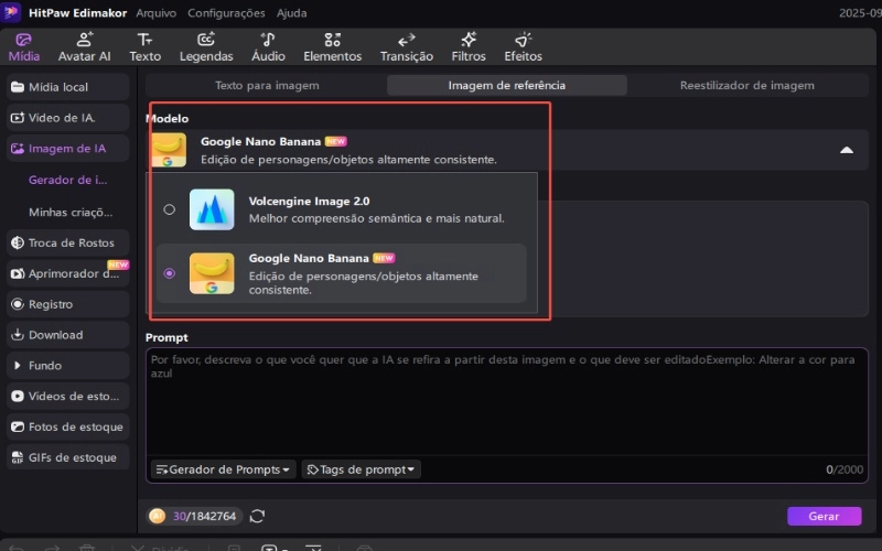 imagem de referência de IA nano banana