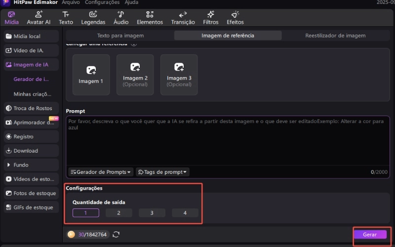 geração de imagem de referência de IA