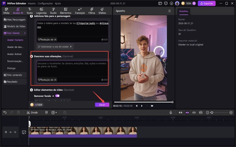 Gerador de Vídeos com Avatar de IA