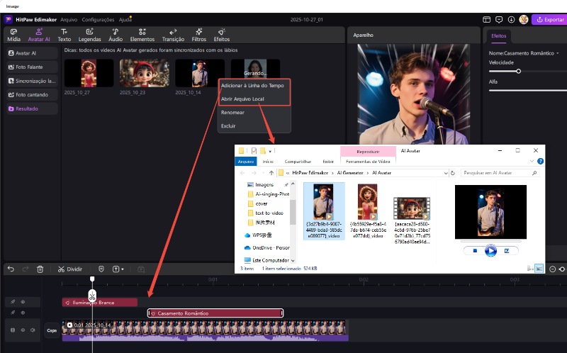 exportação de fotos de canto de IA
