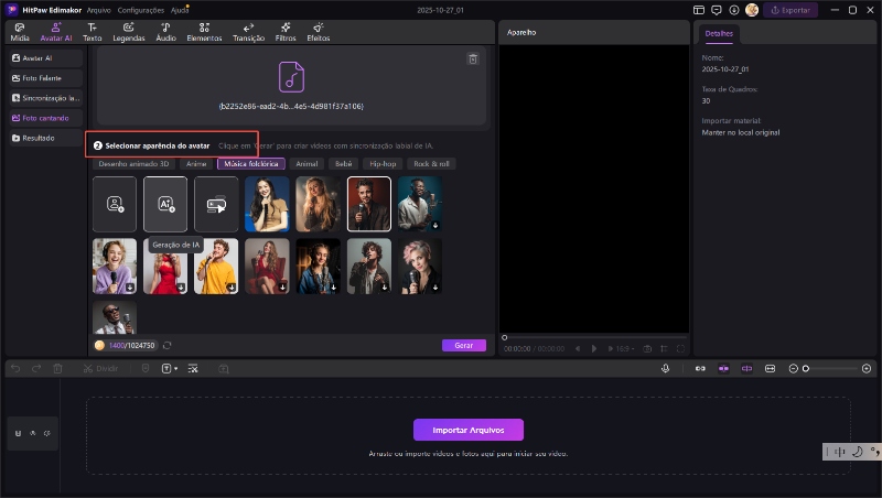 foto de canto de IA avatar humano