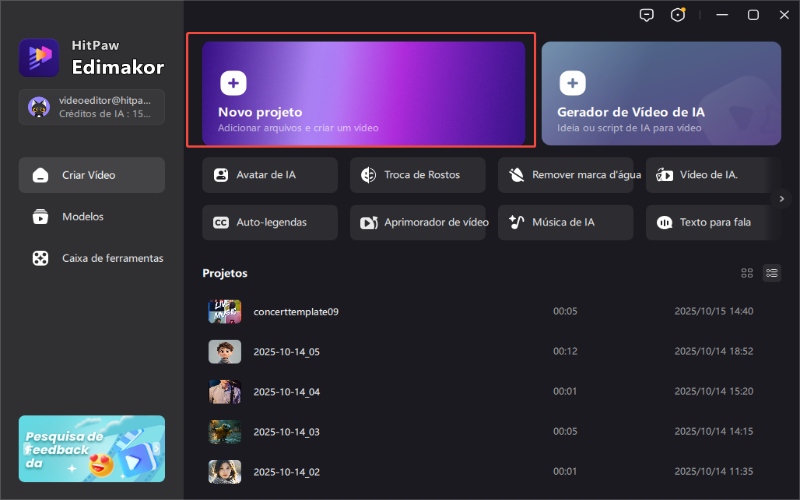 Iniciar novo projeto