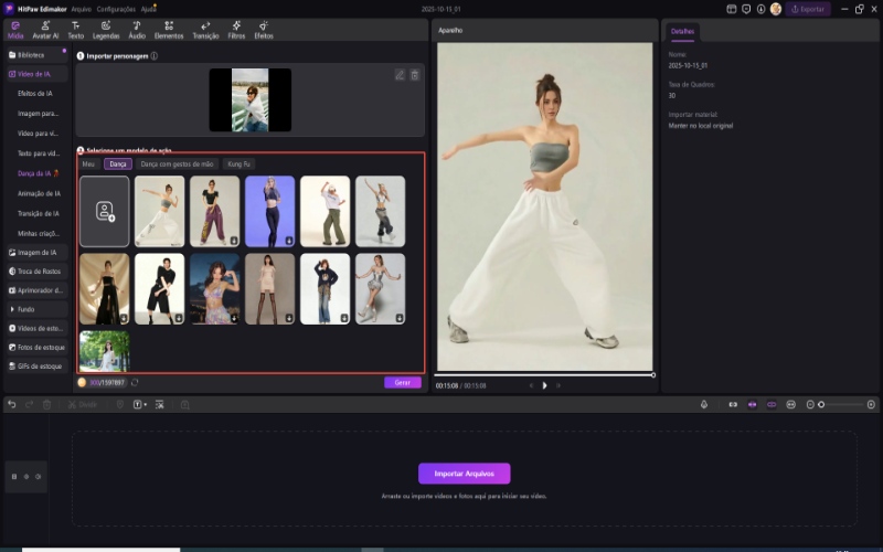 Escolha um modelo de dança