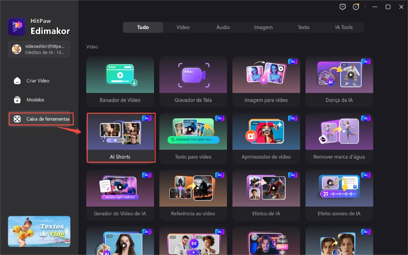 caixa de ferramentas de shorts de IA