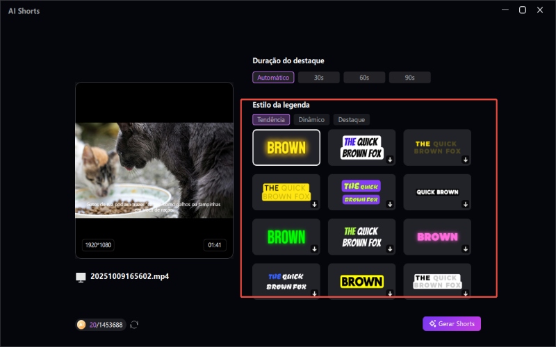 estilo de texto de shorts de IA