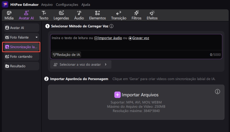 edimakor foto falante - recurso de sincronização labial em vídeo